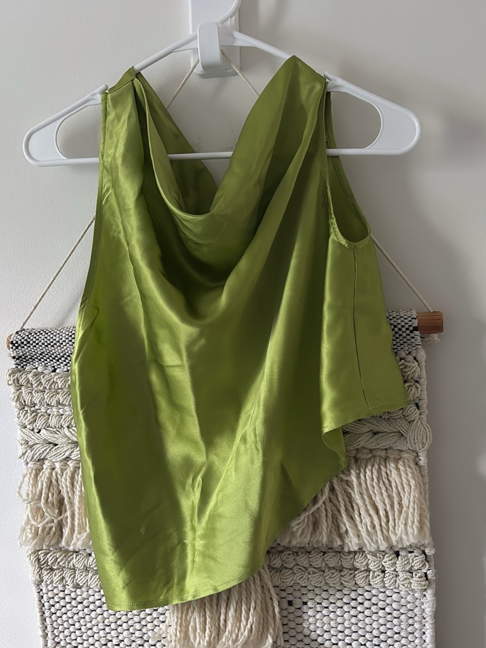 The Sei One Shoulder Silk Blouse in Lime Green Size 4 - Picture 2 of 5